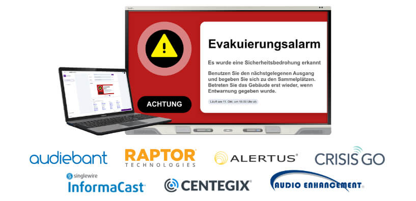 SMART Control alert on SMART Board with partner logos