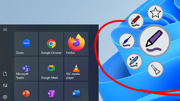 A close-up of a computer screen with a toolbar showcasing various inking tools, indicating the effortless digital inking capabilities.