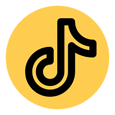 TikTok-logo i sort på gul baggrund