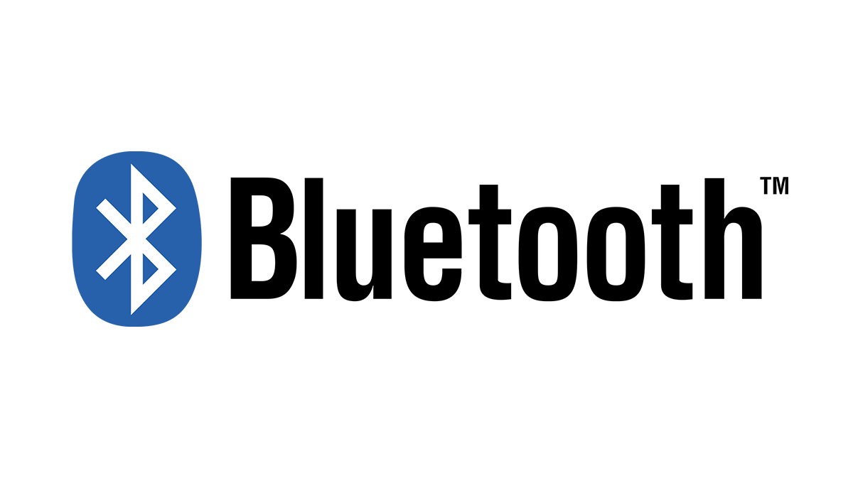 Bluetooth logo in blue and white.