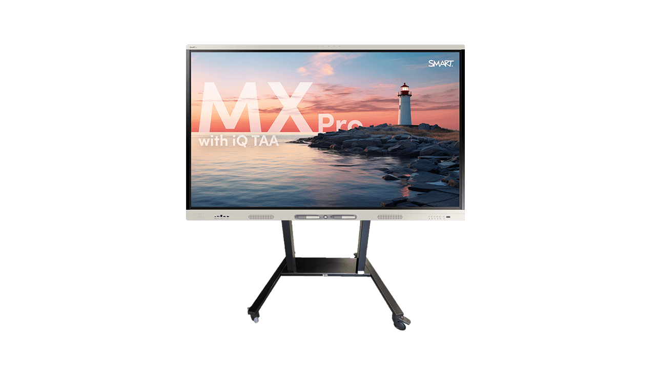 Mobile stand with MX Pro series with iQ TAA Smart Board attached