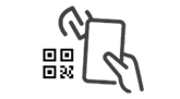 Icon representing NFC (Near Field Communication) and QR code technology for wireless connectivity and information sharing.