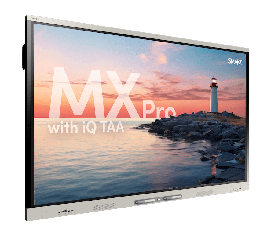 SMART Board MX Pro series with iQ TAA, displayed on an angle